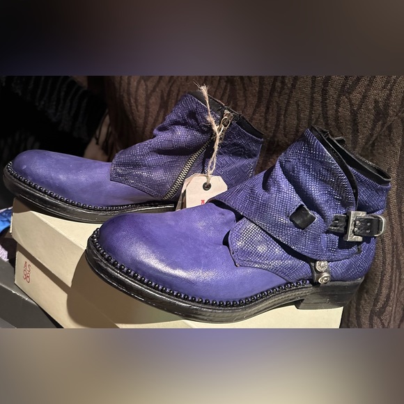 A.S.98 Shoes - A.S.98 Marine Blue Infinity Leather Ankle Boots